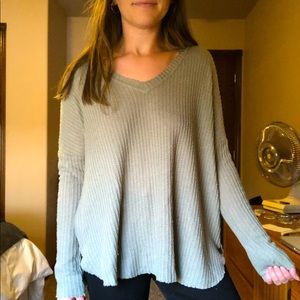 Double Zero Green Waffle Knit Top